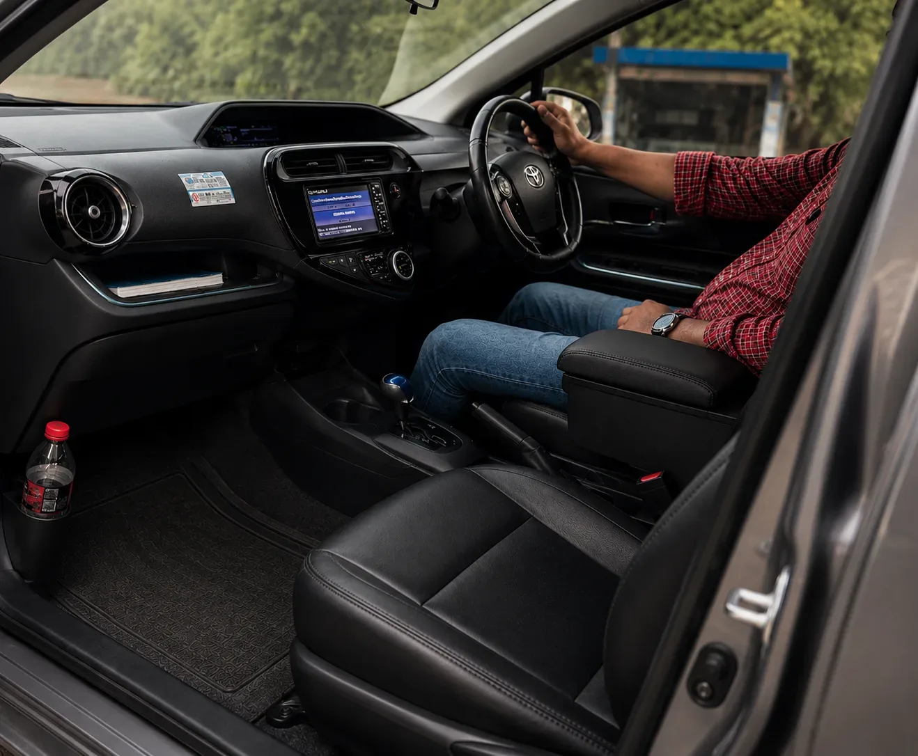 DriveZen Premium Armrest — Toyota Aqua interior
